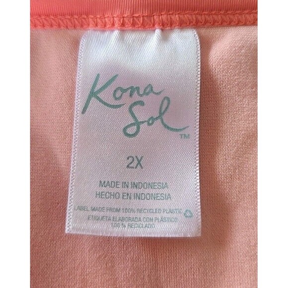 Kona Sol Woman's NWOT Peach Checked Bikini Bathing Suit Bottoms. Plus Size 2X - Picture 4 of 4